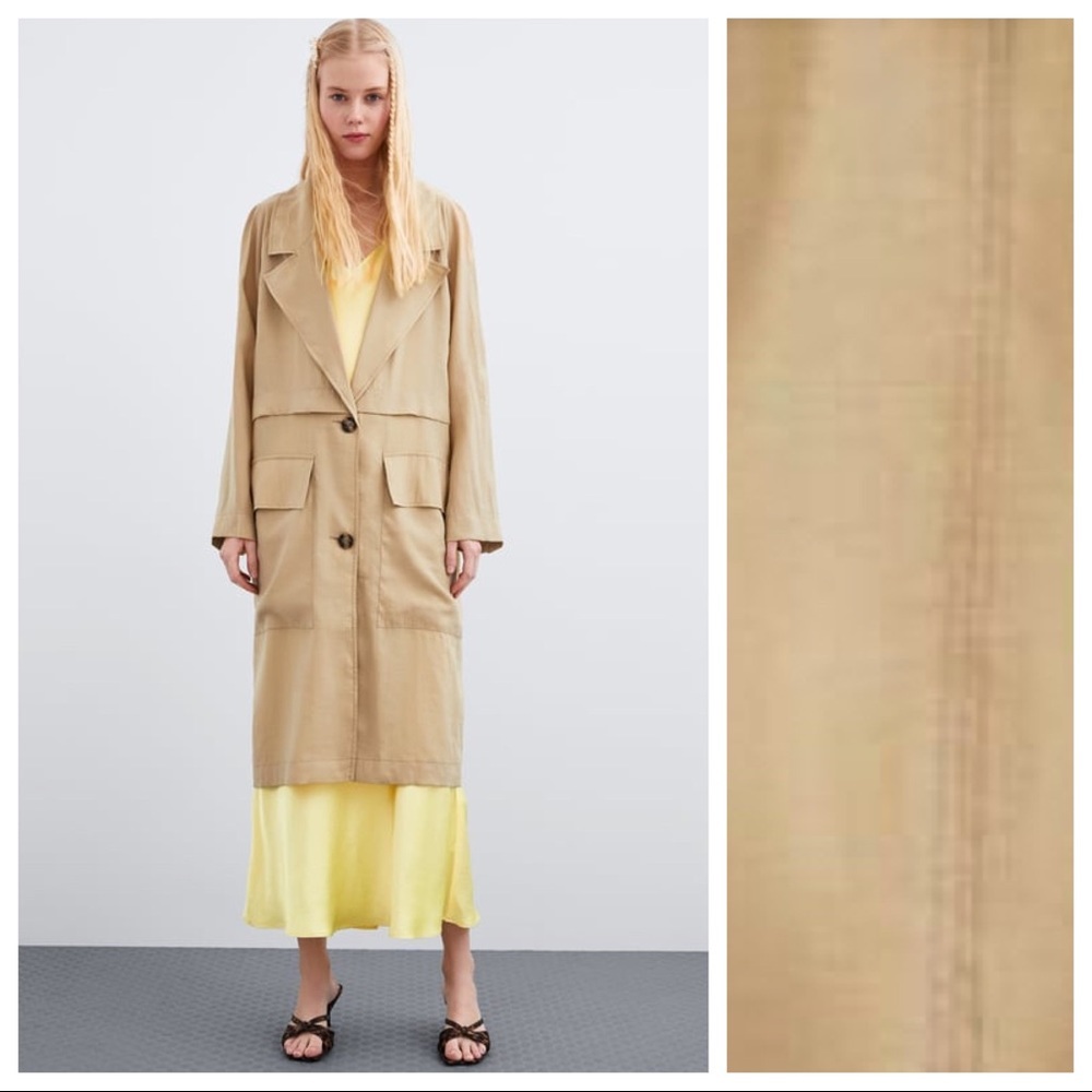 NWT. Zara Tan Full Cut Trench Coat. Size S-M.